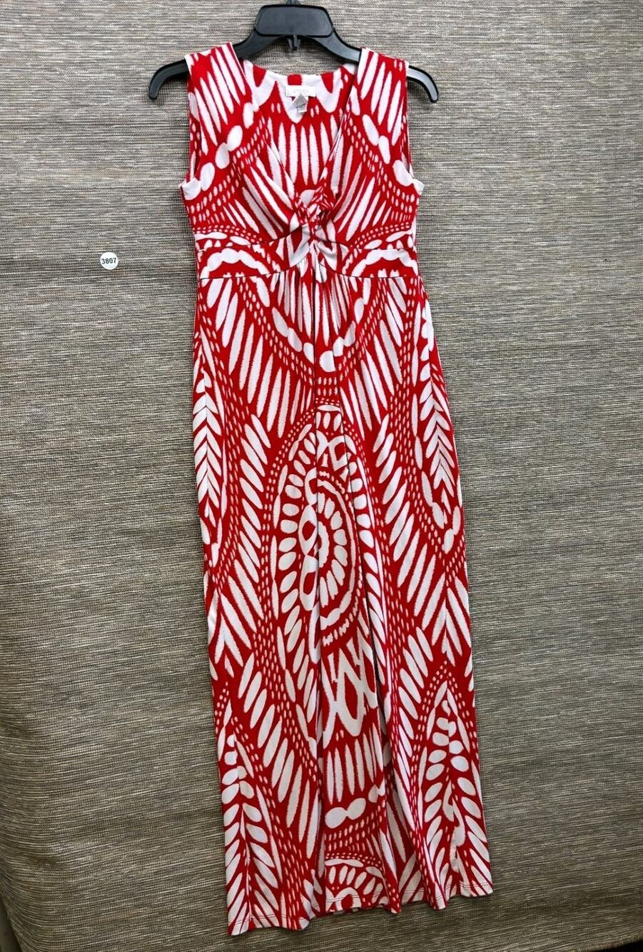 Chico's Sunrise Katrina Maxi Dress Womens Sz 0 US 4 Red White Printed Sleeveless